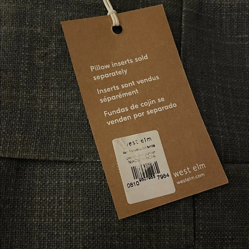 West Elm Washed Basketweave Pillow Cover Graphite